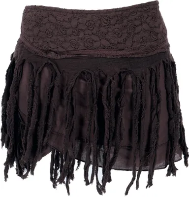 Produktbild von Psytrance Goa Minirock, Hippie Rock, Wickelrock, Zipfelrock, Cacheur - Braun, Damen, Baumwolle, Größe: M/L