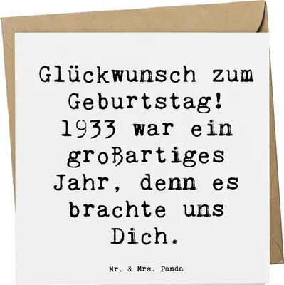 Produktbild von Mr. & Mrs. Panda Grußkarte Spruch 1933 Geburtstag - Weiß - Geschenk, faltkarte, Dankbarkeit, doppelkarte, Geburtstagsgeschenk, Klappkarte, besonderes Jahr, Feier, Lachen