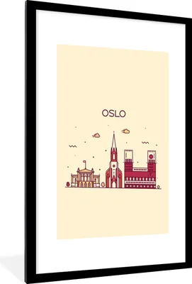 Produktbild von MuchoWow® MuchoWow® Gerahmtes Poster Norwegen - Oslo - Skyline 60x90 cm - Poster mit zchwarzem Bilderrahmen - Dekoration - Wandposter Wohnzimmer - Hochwertig
