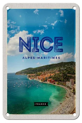Produktbild von Blechschild Reise 12x18cm Nice Alpes-Maritimes Panorama Bild Schild