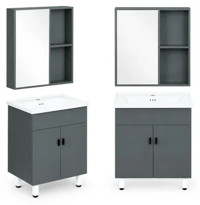 Obrázek produktu pro Stojící koupelnová skříňka s umyvadlem + zrcadlo sada nábytku ModernHome