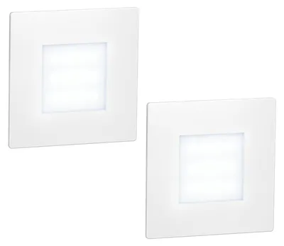 Image de ledscom.de : 2 spots LED pour escaliers/appliques murales FEX, pour intérieur et extérieur, carrés, 85 x 85 mm, lumière blanche froide