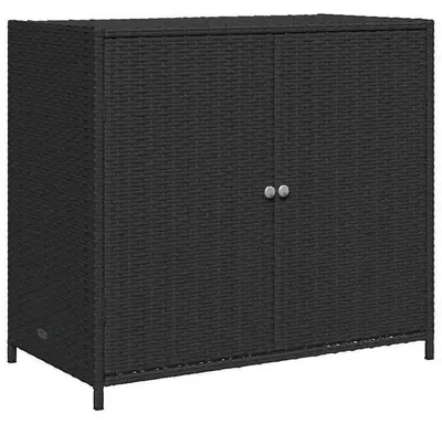 Produktbild von Gartenschrank - Aufbewahrungsschrank außen - Polyrattan - 83x45x76 cm - Wetterfest - Schwarz