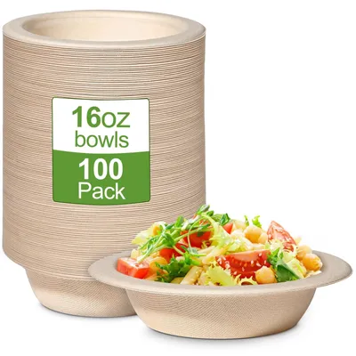 Zdjęcie produktu dla 100 kompostowalnych papierowych misek do zup, pojemność 470 ml