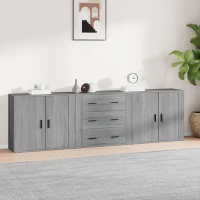 Produktbild von vidaXL Sideboards 3 Stk. Grau Sonoma Holzwerkstoff