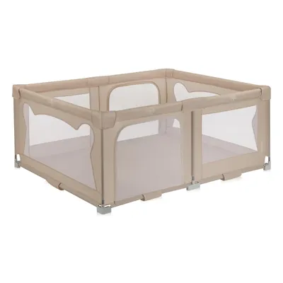 Produktbild von LIONELO Kinderlaufgitter Florence Easy Fold 151x185 cm, atmungsaktives Netz, sicher, tragbar, klappbar, 2 Eingänge, Reisetasche - Beige