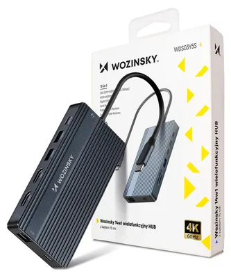 Immagine prodotto di Hub Usb-C 14 In 1 Wozinsky Wds03Y5S Multifunzione, Alluminio, Fino a 3 Monitor, Con Cavo 15 Cm - Grigio