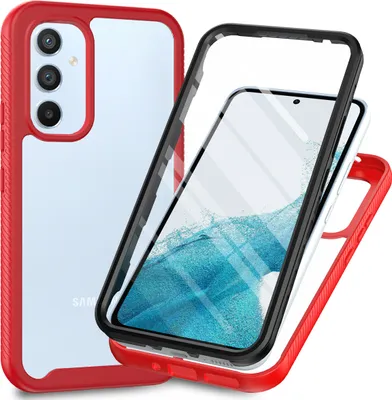 Produktbild von Galaxy A54 5G Hülle, Bumper mit Eingebautem Displayschutz 360 Grad Komplettschutz Schutzhülle für Samsung Galaxy A54 5G Rot