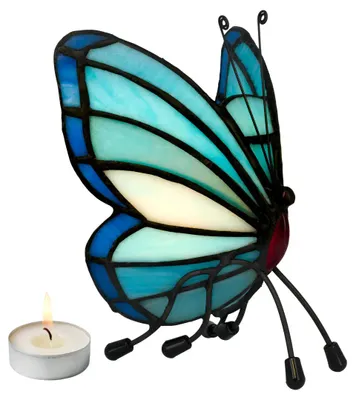 Produktbild von Tiffany-Teelichthalter Schmetterling – Türkis & Blau