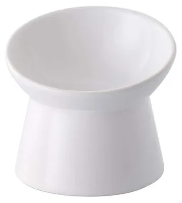 Immagine prodotto di Ciotola rialzata per gatti, in Vetroceramica, inclinata di 15°, diametro 12 cm, capacità 125 ml, colore bianco