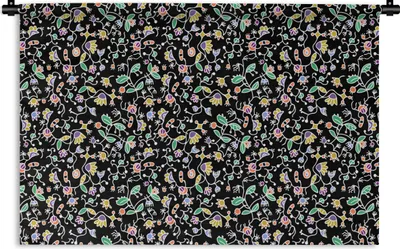 Produktbild von MuchoWow® Wandteppich Wandbehang Muster - Blumen - Frühling 150x100 cm Tapisserie Dekoration Wandtuch - Waschbar - Tapisserien - Wand-Decke