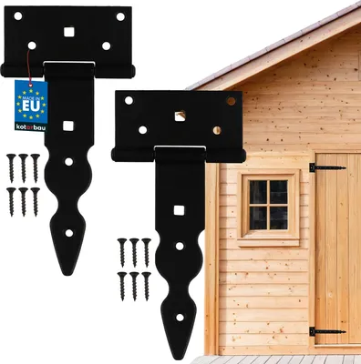 Produktbild von KOTARBAU® 2er Set Kreuzgehänge T-Scharnier 150 mm Dekorativ Ladenband Pulverbeschichtet Schwarz