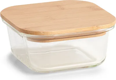 Produktbild von Zeller Vorratsbehälter m. Bambusdeckel, 520 ml, Glas, 13 x 13 x 5,6 cm