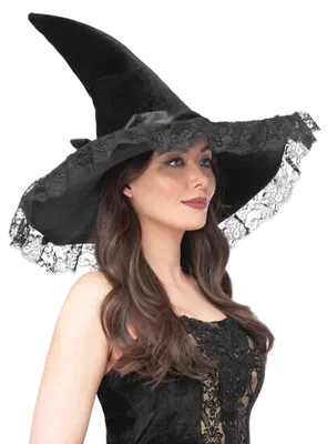 Produktbild von Hexenhut mit Spitze - Halloween Kostümaccessoire