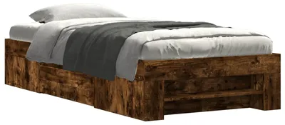 Imagen del producto de Estructura de cama vidaXL con espacio de almacenamiento, roble ahumado, 80 x 200 cm