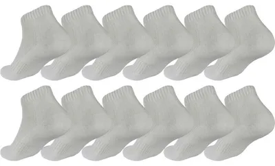 Produktbild von 12 Paar Sport Frottee Sneaker Socken Herren Damen Quarter Socks Kurzsocken Halbsocken Baumwolle 12 Paar, Weiß/31-34