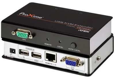 Zdjęcie produktu dla ATEN CE700A-AT-G, Nadajnik i odbiornik, Przewodowa, 150 m, Cat5e, 1920 x 1200, 1600 x 1200, 1280 x 1024, Czarny, Szary