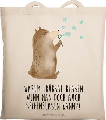 Produktbild von Mr. & Mrs. Panda Tote Bag Bär Seifenblasen - Transparent - Geschenk, Schultasche, Teddy, Einkaufstasche, Shopping Tasche, Jutebeutel, Lustig Sein Glücklich Traurig Happy