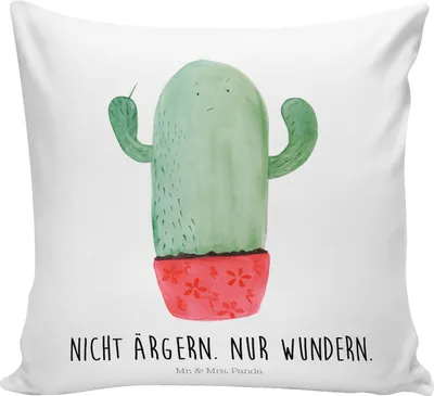 Produktbild von Mr. & Mrs. Panda kuschelkissen 40x40 Kaktus Wut - Weiß - Geschenk, Kakteen, Sofakissen, Dekokissen, Büro, Polster, Kollege, Zierkissen, wütend, Kollegin, kissen für sofa