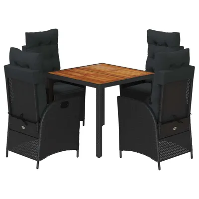 Obrázek produktu pro vidaXL 5dílný zahradní jídelní set s polštáři Black Poly Rattan
