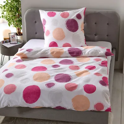Produktbild von Traumschlaf Seersucker Bettwäsche Kreise bunt 155x220 cm + 80x80 cm