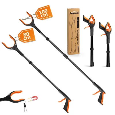 Obrázek produktu pro 2 kusy kleští na odpadky, dosah 100 cm a 80 cm - skládací kleště na odpadky