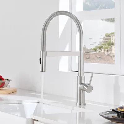 Produktbild von Küchenarmatur Gebürstet Spiralfeder Magnetisch, Wasserhahn Küche Hochdruck Profi Cecipa MAX Wasserhahn für Spülbecken mit Stabilisator, Mischbatterie
