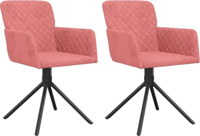 Produktbild von vidaXL Esszimmerstühle 2 Stk. Drehbar Rosa Samt
