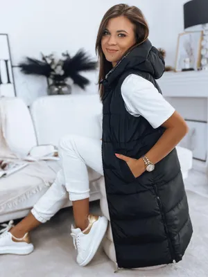 Immagine prodotto di Dstreet Gilet trapuntato con cappuccio lungo da donna Mariet Nero M
