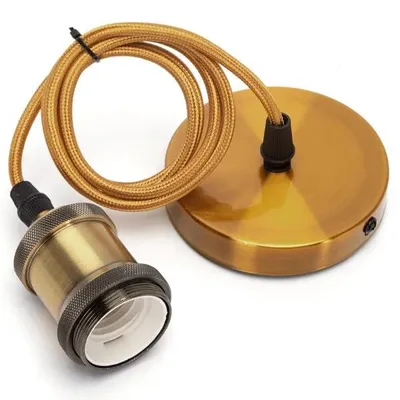 E27 Metall-Lampenfassung, 1 m, goldbronze, 2 x 0,75 mm²