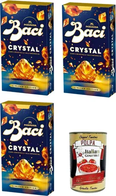 Produktbild von Baci Perugina Crystal Pralinen 3x150g – Edle Schokolade mit Orangenkristallen – Limited Edition – Italienische Confiserie – Geschenkidee+ Italian Gourmet Tomatenpolpa 400g