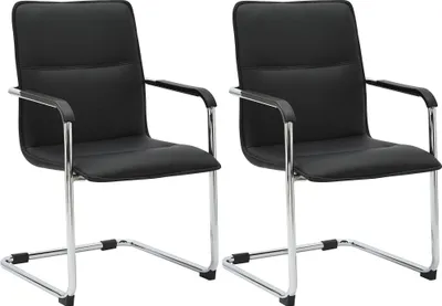 Produktbild von CLP 2er Set Freischwinger Seattle Kunstlederbezug mit Armlehnen und Bodenschonern schwarz