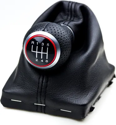 Immagine prodotto di Pomello del cambio PREMIUM in pelle traforata alluminio nero anello rosso 6 marce per Audi A6 4F C6 04-