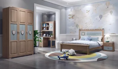 Image de Chambre d'enfant Lit Commode Armoire 5pcs Chambre à coucher Nouveau