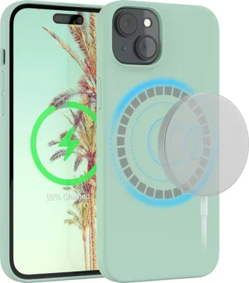 Produktbild von EAZY CASE Silikon MagSafe Handyhülle kompatibel mit Apple iPhone 15 Plus Hülle mit Kameraschutz, Silikonhülle, Schutzhülle Grün