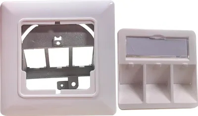Produktbild von helos Keystone - Anschlussdose, designfähig, 3-fach, reinweiß
