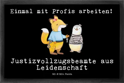 Produktbild von Mr. & Mrs. Panda Fussmatte Justizvollzugsbeamte Leidenschaft 50 x 75 cm - Schwarz - Geschenk, Schmutzfangmatte, Türvorleger, Gefängnis, fußmatte, Schmutzmatte, Witzig