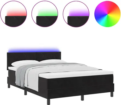 Productafbeelding van vidaXL LED boxspringbed met matras, zwart, 160 x 200 cm, fluweel