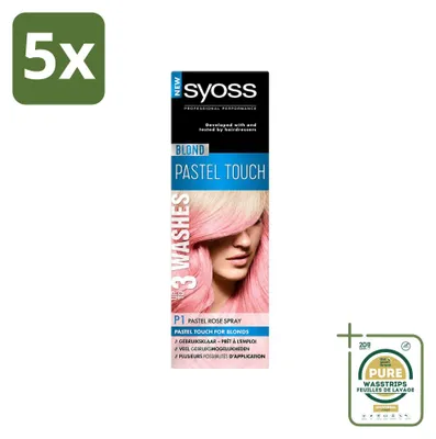Productafbeelding van 5 x Syoss Color Blond Pastel Touch P1 haarverf spray, pastelroze - voorraadverpakking - 5 stuks