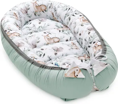 Produktbild von Pepi Baby Nest Cocoon 2 Sided Multifunctional Cuddle Nest 95x55cm 100% bavlna Newborn Baby Nest Green Groove Sage
