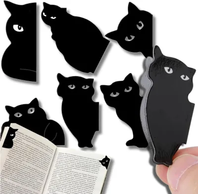 Produktbild von Set mit 6 Stück schwarzes magnetisches Katzen-Lesezeichen