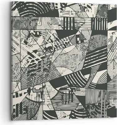 Produktbild von Bild auf Leinwand - Leinwandbild - Einteilig - Abstraktion Vintage Schwarz - 70x70cm - Wand Bild - Wanddeko - Wandbilder - Leinwanddruck - Bilder - Wanddekoration - Leinwand bilder - AC70x70-5052