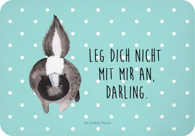 Produktbild von Mr. & Mrs. Panda magnet Stinktier Angriff - Türkis Pastell - Geschenk, whiteboardmagnet, Drohung, Wildtier, haftmagnet, Raubtier, tafelmagnet, Skunk, zettelhalter, wütend