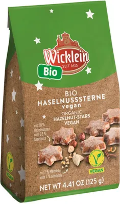 Obrázek produktu pro Wickleinlískooříškové hvězdy veganské pro vánoční sezónu balení 125g