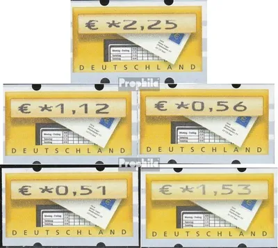 Produktbild von Briefmarken BRD (BR.Deutschland) 2002 Mi ATM5, Satz 2 komplett (0,51,0,56,1,12,1,53,2,25 Nominale) gestempelt Automatenmarke