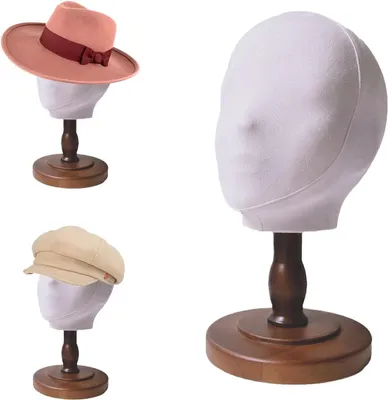 Productafbeelding van Mannequin Hoofd Stand - Pruik Hoofd Houder - Accessoires Presenteren - Duurzaam Suéde Materiaal - 32 cm Hoog - Beige