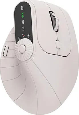 Obrázek produktu pro ZELURXX Ergonomická vertikální bezdrátová myš Bluetooth 5.1, 2,4G+BT, LED displej, více zařízení, 2400 DPI, typ C, více tlačítek, béžová