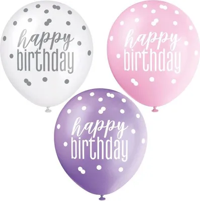 Produktbild von 6 Pink Dots Birthday Luftballons 30cm