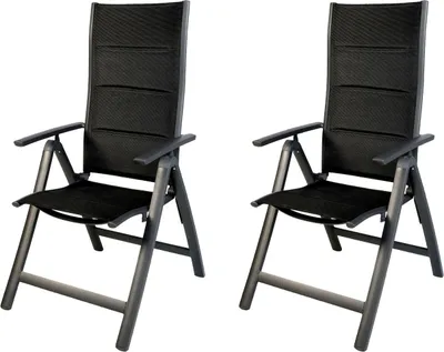 2 Stück Garten Comfort Klappstuhl Aluminium gepolstert Anthrazit/Schwarz
