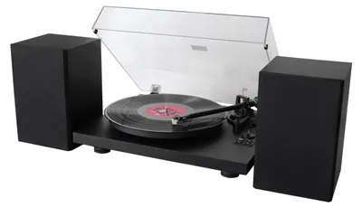 Produktbild von Soundmaster PL711SW, Audio-Plattenspieler mit Riemenantrieb, Schwarz, V-Gurt, Metall, 33 RPM, 45 RPM